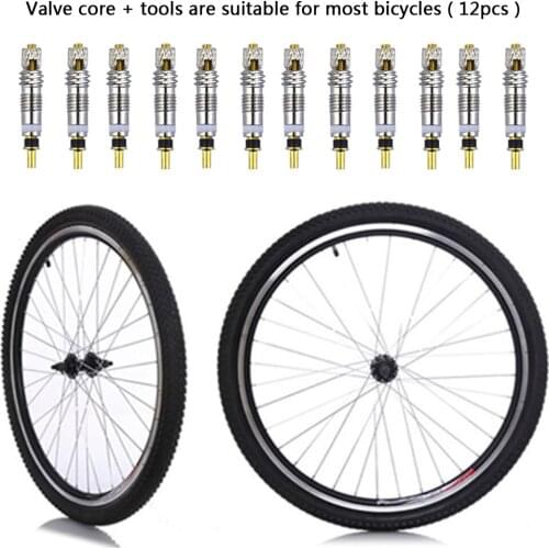 2/6/12pcs Silver Bicycle Valve Core Stem Bike Tire Detachable French Valve Core Pure Copper Bike Tire Repair Parts Removal Tool