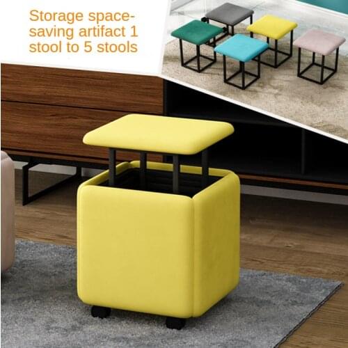Storage Stool Multifunctional Rubiks Cube Combination Stool Five In One Sofa Ottoman Living Room Home Square Net Red Stool