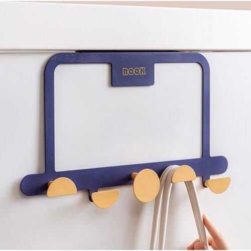 Over The Door 5 Hooks Home Bathroom Organizer Rack Clothes Coat Hat Towel Hanger Good Load-bearing Wrought Iron Material