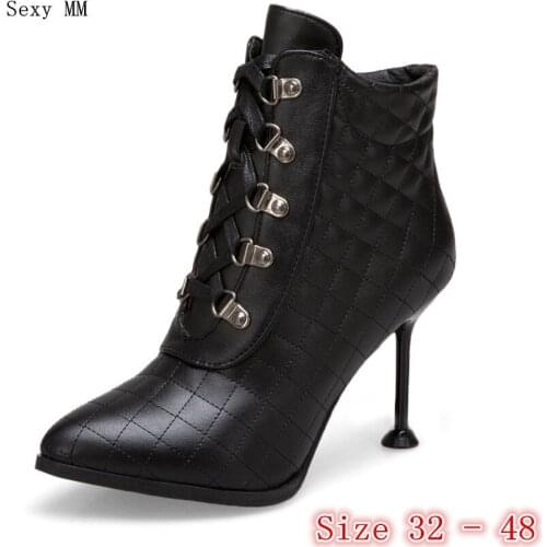Spring Autumn High Heels Women Ankle Boots Pumps Woman Short Boots High Heel Shoes Plus Size 32 33 - 40 41 42 43 44 45 46 47 48