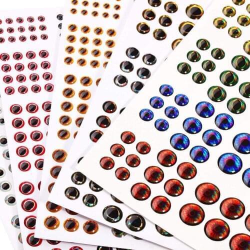 183pcs/set 3D 4D Simulation Fishing Eyes Fly Fishing Artificial Crankbait Minnow Fish Eyes Silver/Red/Gold 3mm/4mm/5mm/6mm