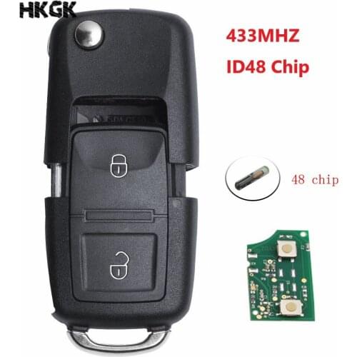 2 Button Remote key 433MHZ ID48 Chip for Volkswagen Beetle Bora Golf Passat Polo Transporter T5 1J0 959 753 AG