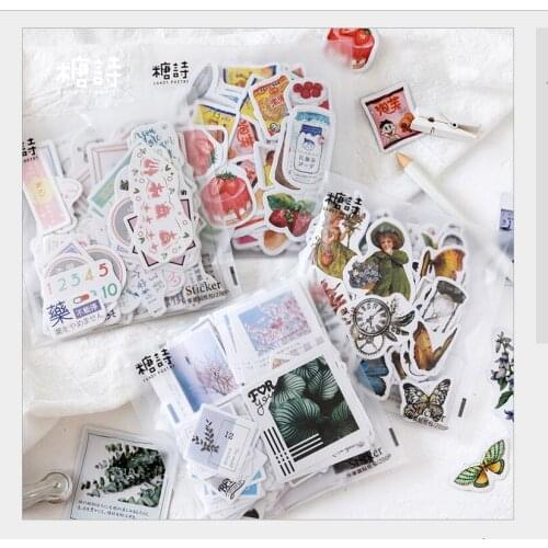 200Pcs/set Vintage stickers pack retro flowers old objects nostalgic snacks drink green plants DIY planner diary photo stickers