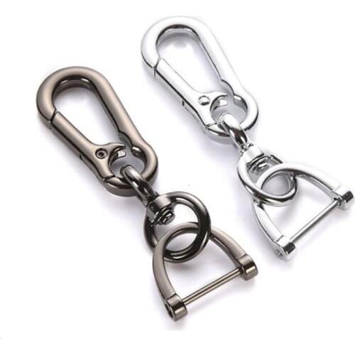 50pcs High-Grade metal Car KeyChain 360 Degree D Shape Rotating Horseshoe Buckle Jewelry Key Rings Holder Genuine Bag Pendant