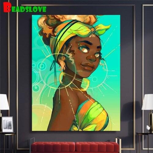 5D Diy Diamond Painting African Women Cross Stitch Diamond Embroidery Needlework Full Drill Square Round Diamond Mosaic Picture