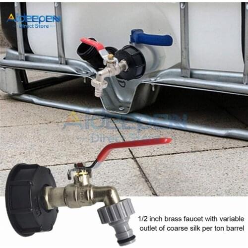 1000L IBC Tank Adapter S60X6 To Brass Tap 1/2" Replacement Valve Fitting Parts For Home Garden Water Connectors