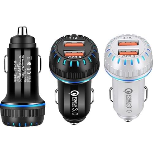 Car Charger QC 3.0 Dual USB Cable Adapter Suitable For Phone Dual USB QC3.0 Fast Charging 3.1A Fast Car Charger Socket Adapter