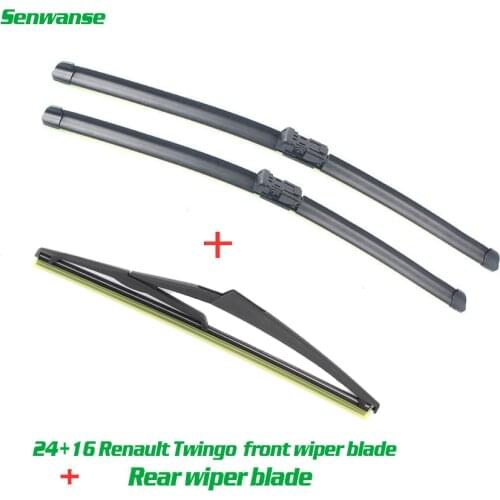 Senwanse Front and rear Wiper Blades For Renault Twingo 2 2007-2014 High quality Windshield Windscreen wiper 24"+16"+12"