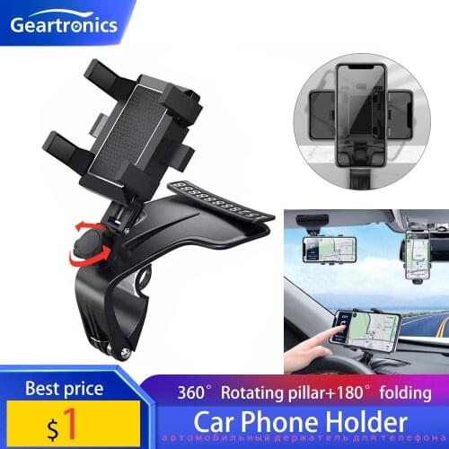 Car Mobile Phone Bracket Multifunctional 360 Degree Dashboard GPS Navigation Stand Sun Visor Mirror With Parking Card Holder