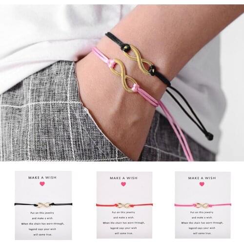 2020 Fashion Accessories Make A WISH Blessing Card Hand Strap Infinite Symbol Bracelet Couple Bracelet