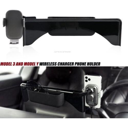 Fast Wireless Charging Cellphone Mount For Tesla Model 3 Model Y Monitor Fixed Clip Safety Phone Holder Stand Wireless Charger
