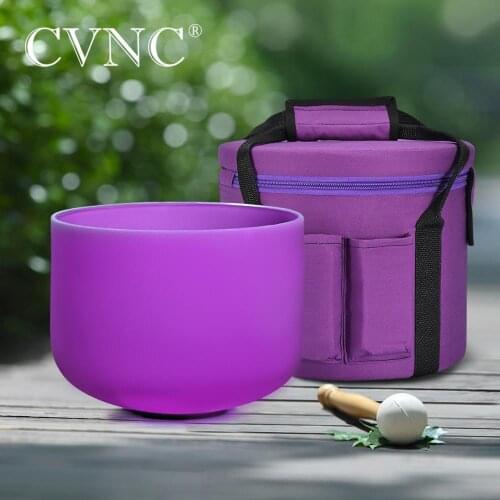 CVNC 8" Note B Crown Chakra Frosted Quartz Crystal Singing Bowl with Free 8" Purple Bag