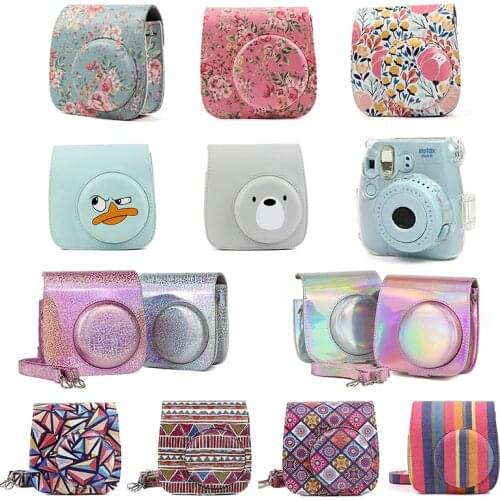 Multi-style Mini Camera Case Bag Retro PU Leather Cover with Shoulder Strap For Instax Mini 9/Mini 8/Mini 8+ Instant Film Camera