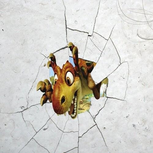 Dropshipping Colomac Wallpaper Kids Dinosaur Breaking Wall Cartoon Fun Waterproof Wallpaper Wall Paper Papier Peint Mural 3d