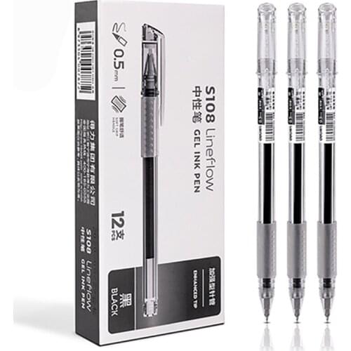 Gel Pen with Refills Excellent Writing Rollerball Gel Ink Pen 0.5mm Black for Office Students Test Stationery Wholesale