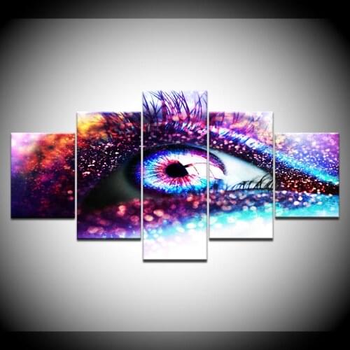 Canvas Painting A colorful eyes watch the world 5 Pieces Wall Art Painting Modular Wallpapers Poster Print Home Decor