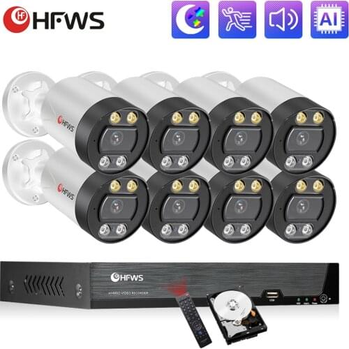 Set Video Recorder Surveillance Camera Security Camera System 8CH Nvr 8mp Poe Ip Camera Outdoor Cctv