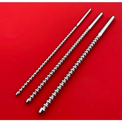 3 Sizes Metal Urethral Rod Adult Goods Spiral Urethral Blockage Mastuburator Horse On A Stick Metal Urethra Dilator Sex Shop 18