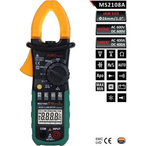 DHL 20PCS Digital Multimeter Meter MS2108A Current Clamp Pincers AC/DC Current Voltage Capacitor Resistance Tester