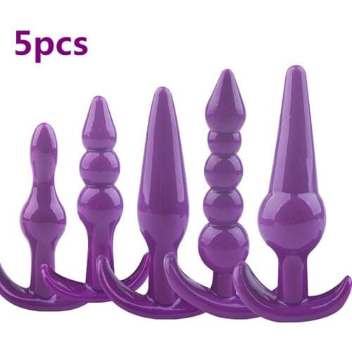 Purple Anal Beads Set Butt Plug Combination G-Spot Massager Anus Stimulator Adult Sex Toys For Men Couples Sex Products