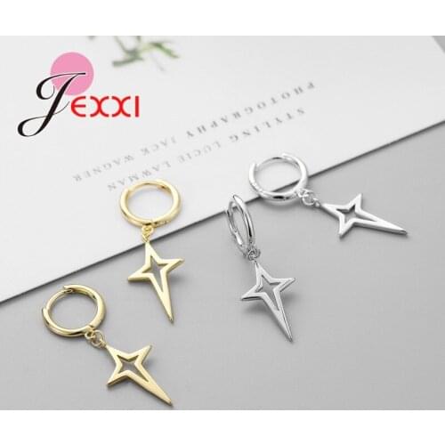 New Fashion Four Pointed Star Dangle Earrings For Women Best Selling Simple Popular 925 Sterling Silver Jewelry Wholesale