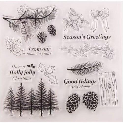 2019 New Christmas Tree Pinecone Leaf Stamp Transparent Seal Silicone Material Seal DIY Scrapbook Greeting Card Album Making