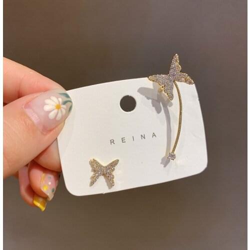 ZDMXJL 2021 New Fashion Womens Earrings Sweet Butterfly Ear Stud Clip Earrings For Women Girl Party Jewelry Gifts Drop-shipping