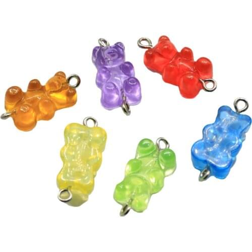 New Kawaii Gummy Bear Resin Charms Candy Sweet Necklace Bracelet Pendant Gummy Bear Sweets Charms DIY Jewelry Making Supplies