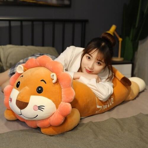 Hot Sale 75cm Giant Size Lovely Sleeping Doll Lion Long Pillow Plush Doll Stuffed Animal Doll Best Birthday Gift For Boys&Girls
