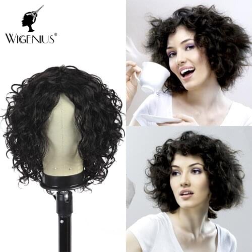 Wigenius Curly Human Hair Wigs Brazilian Remy hair Natural Color Romance Curly Human hair wigs for Black Women