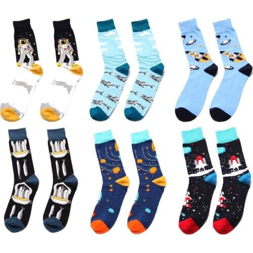 PEONFLY Men Socks Novelty Happy Colouful Cartoon Skate Trend Street Harajuku Interest Originality Socks Men