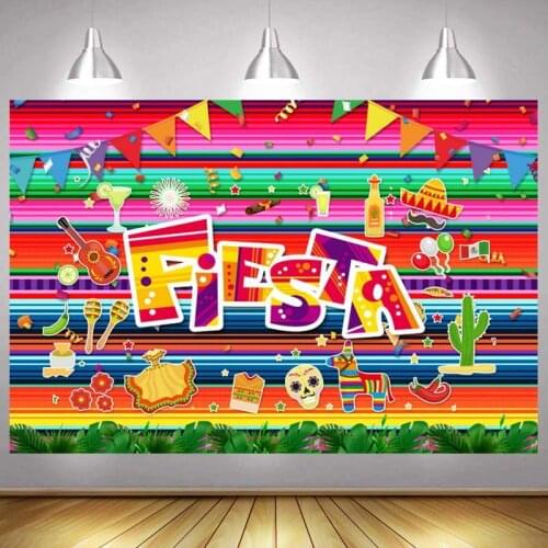 Clorful Fiesta Photo Backdrop Mexican Happy Party Cinco De Mayo Festival Carnival Luau Pool Photography Backgrounds Banner