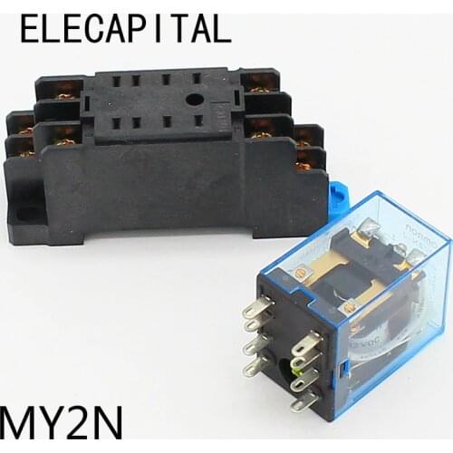 MY2P HH52P MY2NJ relay 12VDC 24VDC 110VAC 220VAC coil high quality general purpose DPDT micro mini relay with socket base holder