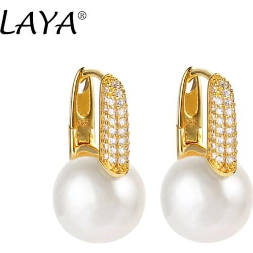 Laya 925 Sterling Silver High Quality Natural Pearl Dangle Earrings For Exquisite Girls Wedding Party Fine Jewelry 2021 Trend