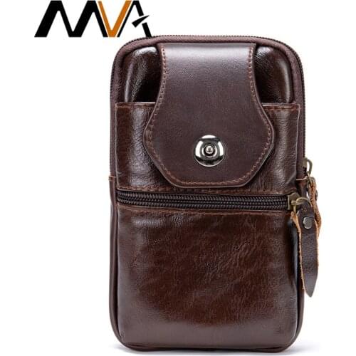 MVA small womens genuine leather bag flap phone belt pouch casual messeger bags womens shoulder bags over the shoulder 7490