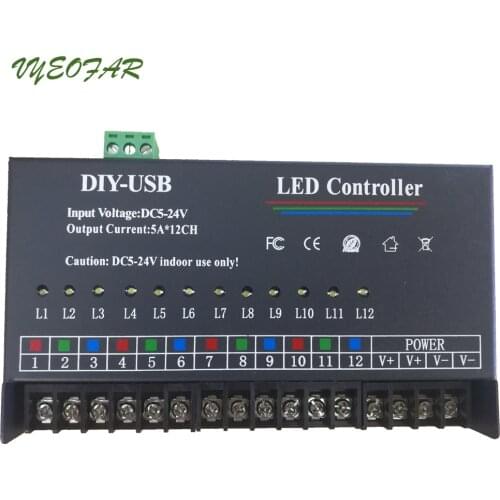 USB DIY LED RGB RGBW Controller 12 Channel Programmable 12V 24V 5A*12CH 3528 5050 Single CCT RGBCCT Led String Tape Ribbon Timer