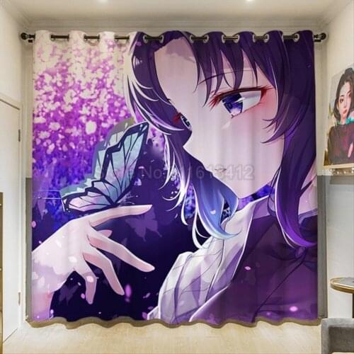 Blackout Curtains Anime Demon Slayer Curtain Bedroom Living Room Japan Cartoon Manga W110xH85 Inch Custom Window Drapes