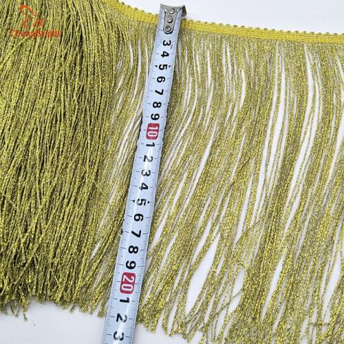 CHENGBRIGHT 1 Yard 20cm Wide Sparkling Fringe Trim Tassel Fringe Trimming Latin Dress Stage Clothes Accessories Lace Ribbon
