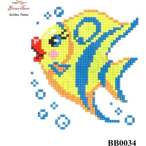 Golden panno,Needlework,Embroidery,DIY Animal Painting,Cross stitch,kits,11ct cute fish Cross-stitch,Sets For Embroidery