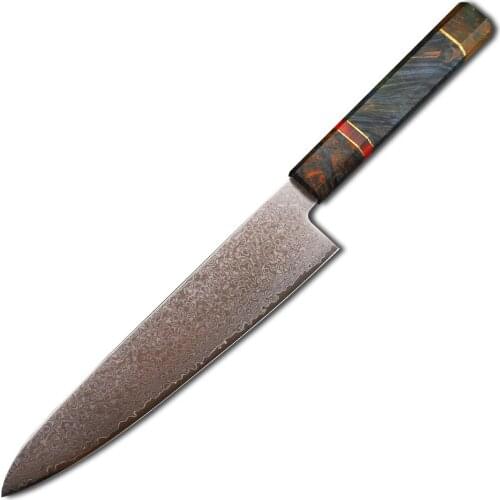 VG10 Damascus 8.5 Inch Japanese 67 Layers Steel Solidified Stable Wooden Handle Chefs Special Bread Fruit And Fish Knife
