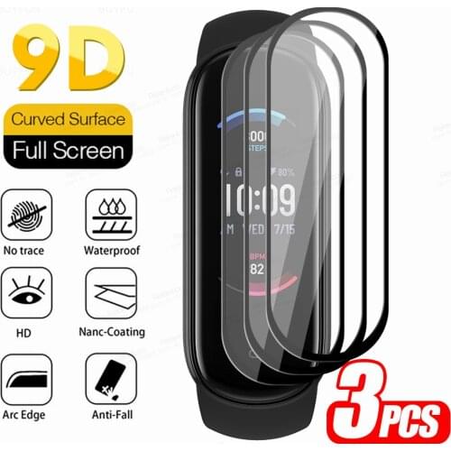 3pcs 9D Full Curved Soft Protective Glass For Huami Amazfit Band 5 Glass Smart Wristband Screen Protector For Amazfit Band5 Film