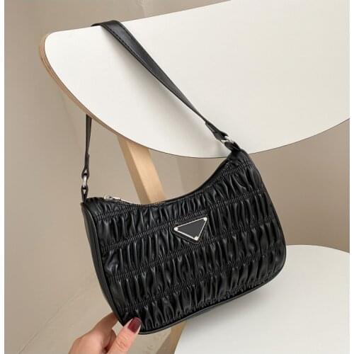 Womens Shoulder bag Pleated stylish New fashion trend Western style handbag bag womens one-shoulder armpit bag joker bag
