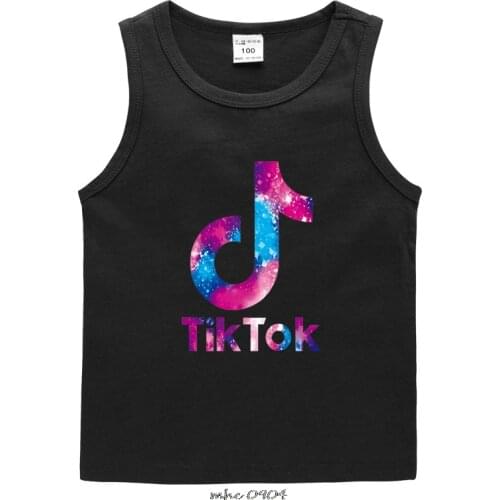 Summer New Tik Tok Toddler Baby Clothes Kids Boys Girls Cartoon Print Vest Top Childrens Outfit Clothing 0-9 Yrs