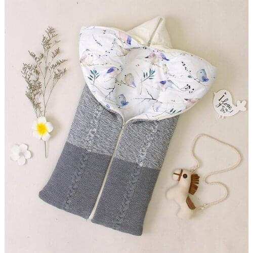 Winter Warm Newborn Baby Sleeping Bags Infant Envelopes Stroller Sleepsacks Cotton Knitted Swaddle Wrap Blanket 75*36cm