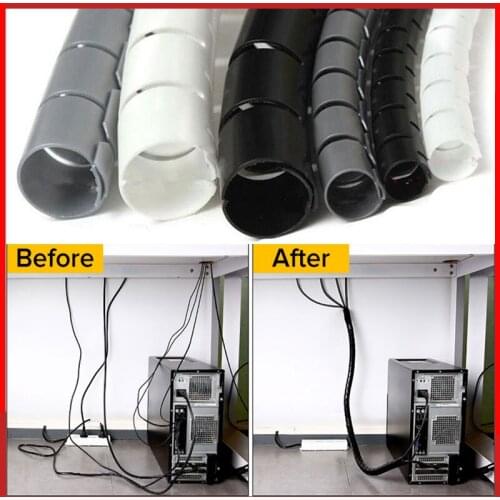 1PCS 1.6/1M Flexible Spiral Cable Organizer Storage Pipe Cord Protector Management Cable Winder Desk Tidy Cable Accessories