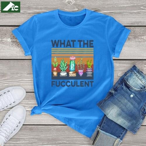 100 cotton Fucculent T shirt womens clothing Kawaii white womens shirts cactus harajuku short blouses ladies tops mens tees 3xl