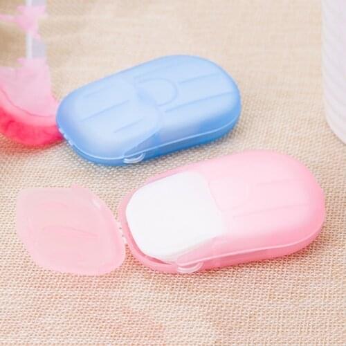 20pcs New Convenient Washing Hand Bath Travel Scented Slice Sheets Foaming Box Paper Soap Holder Scented Bathroom Accessories