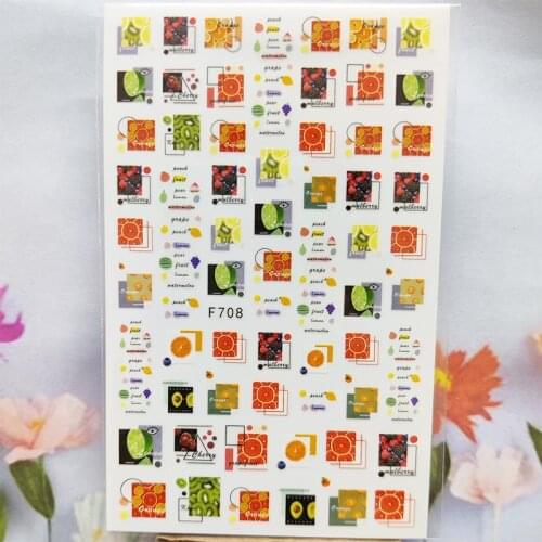 3D Nail Sticker Geometry Fruit Strawberry Nail Foil Glue Sticker Lemon Orange Letter Stickers for Manicure Nail Art Decoration