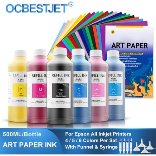 500ML 4 Colors Art Paper Ink Art Pigment Ink For Epson T50 T60 P50 R200 R230 R260 R280 L1300 1390 1400 1410 1500W T1100 T1110