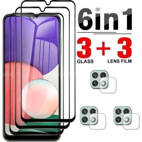 6 in 1 Tempered Protector Glass For Samsung Galaxy A22 4G/5G 6.6'' 22a a 22 Screen Cover Film Clear Camera Protective Glasses
